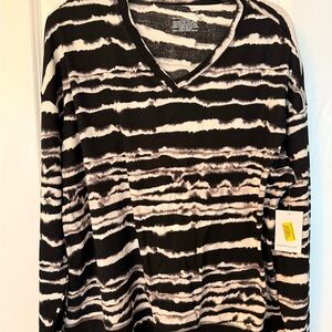 NWT Westbound Black and White Striped Long Sleeve Top